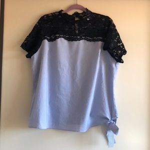 stripe blouse with lace detail